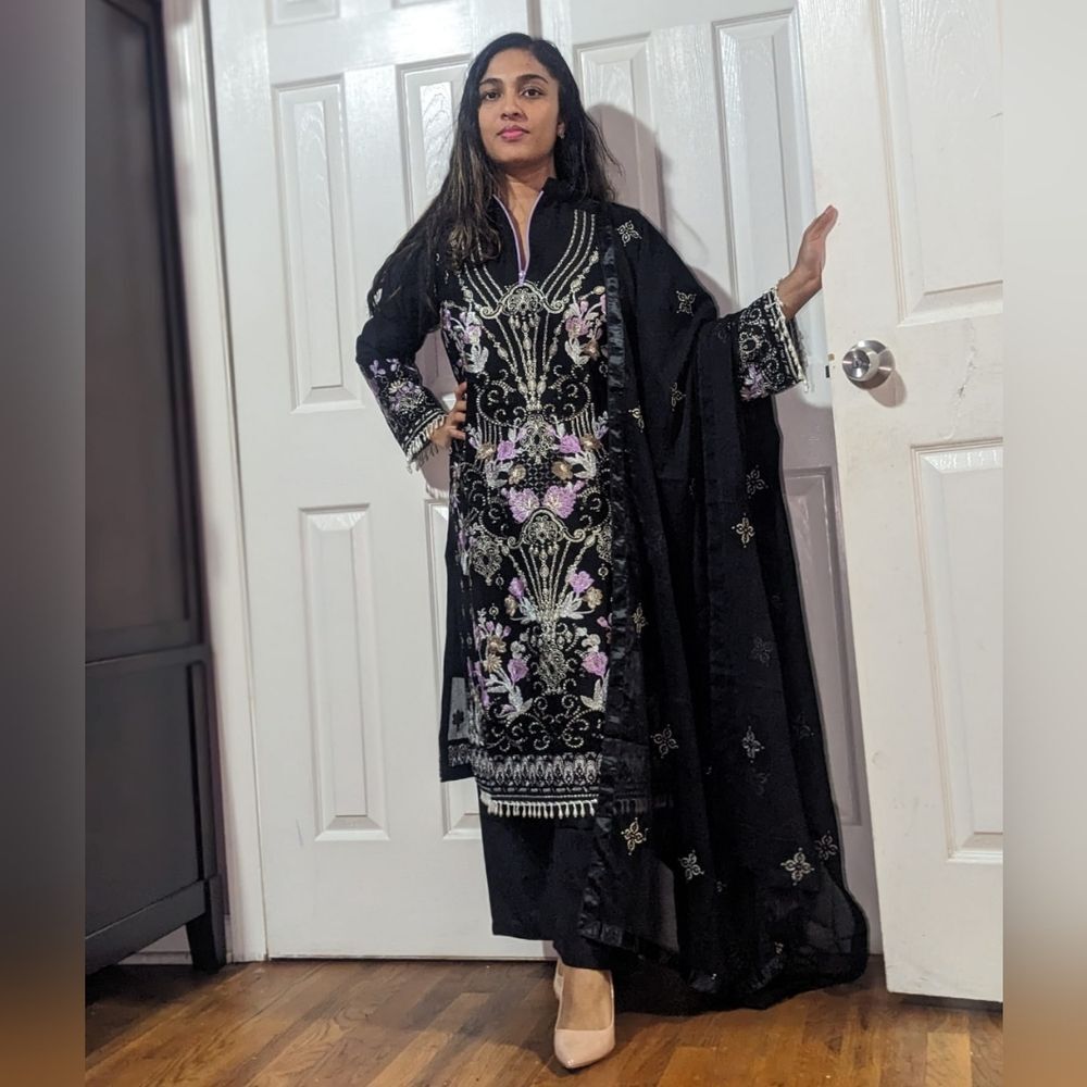 Black and Purple Embroidered Dress